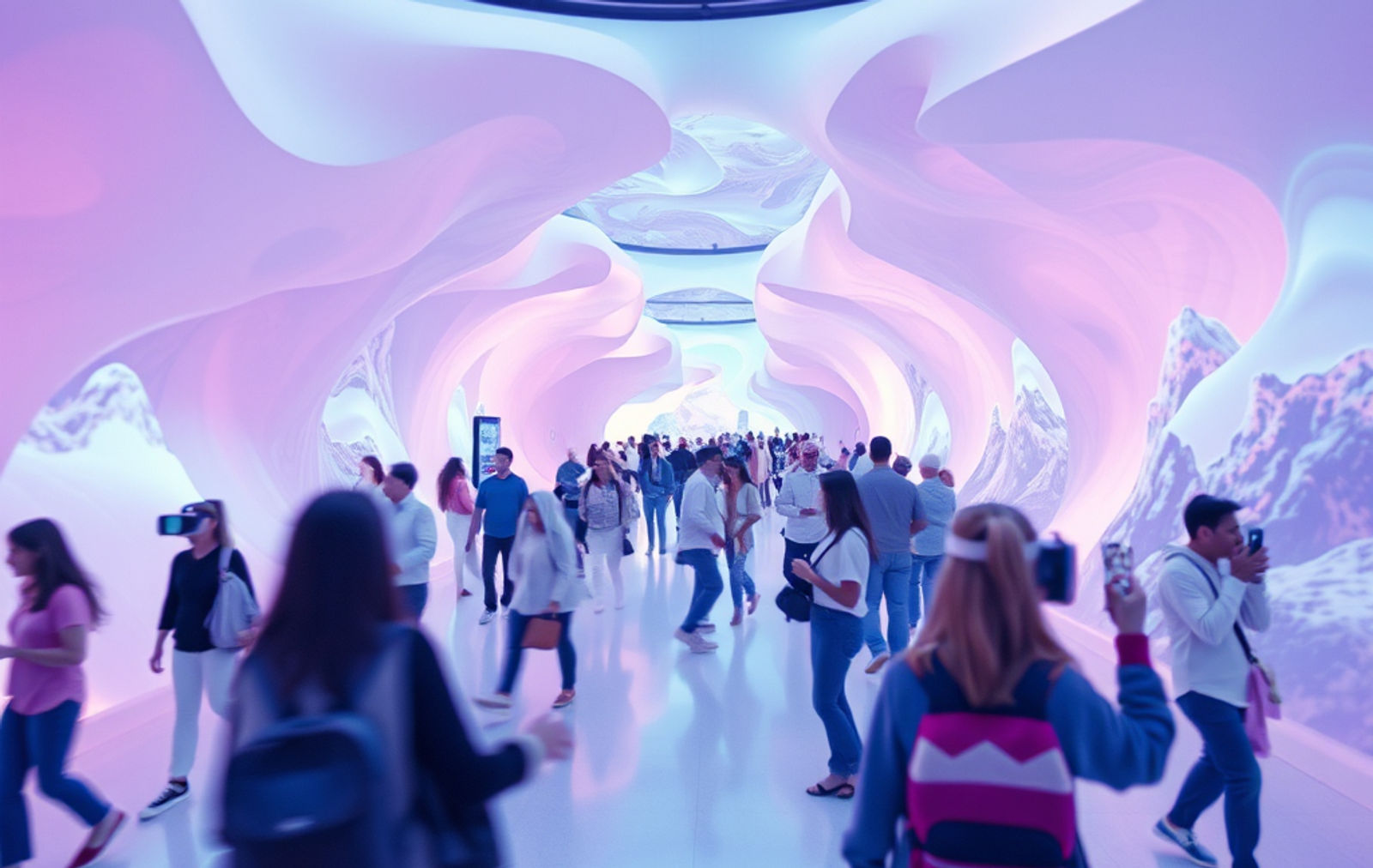 People exploring an immersive XR environment